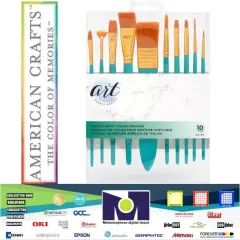 PAINT BRUSHES -AC- ART SUPPLY BASICS - ACRYLIC - TAKLON BRISTLES (10 Pc) 354837
