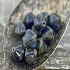 *17* 11mm Capri Blue Picasso Lantern Bicone Beads