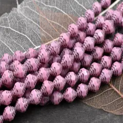 *15* 10x8mm Black Washed Rose Pink Turbine Beads