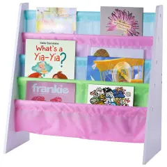 4 Tiered Colorful Lined Kids' Sling Magazine Book Rack