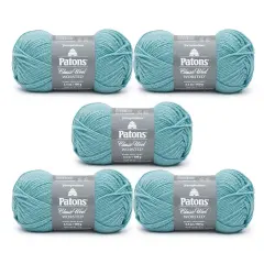 Patons Classic Wool Teal Chalk Yarn - 5 Pack of 3.5oz/100g - Wool - 4 Medium - 210 Yards - Knitting/Crochet