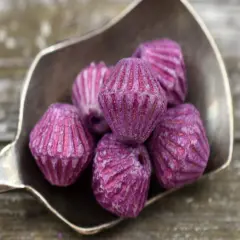 *15* 11mm Pink Washed Etched African Bicone Beads