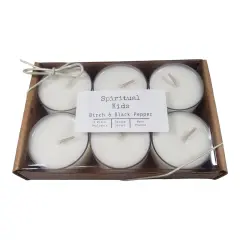 Birch & Black Pepper Soy Tealights 6 Count Hand Poured with All Natural Soy Wax and Fragrant/ Essential Oils! | Woodsy Tealights | Birthday Gift | Christmas Gift | Spicy Tealights