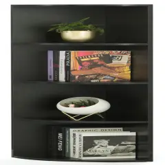 Durable 4-Tier Wooden Corner Bookshelf, Perfect for Tiny Home, Office Space, Living Room, Shelves for Bedroom, Classroom, and Library Shelving Needs Black