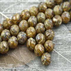 12mm Camel Beige Travertine Fire Polished Round Beads