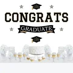 Big Dot of Happiness Gold Graduation Party Photo Backdrop - Wall Decals