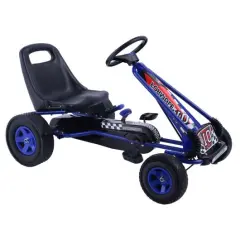 4 Wheels Kids Ride On Pedal Powered Bike Go Kart Racer Car Outdoor Play Toy Blue
