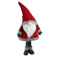 Northlight Standing Christmas Santa Claus Gnome with Faux Fur Trim - 28&rdquo; - Red and Gray