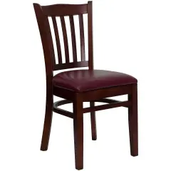 Emma and Oliver Vertical Slat Back Wooden Restaurant Dining Chair BurgundyVYL/Mahogany