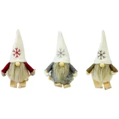 Northlight Set of 3 Skiing Gnomes Christmas Ornaments 4.5" White