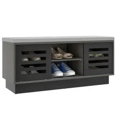 Costway Shoe Storage Bench with Cushion Shoe Storage Organizer Shoe Rack Entryway Grey/Natural