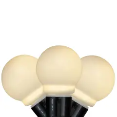 Kurt Adler LED Christmas Mini Glass Globe Light Set - White - 15 ft Black Wire - 10ct