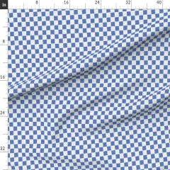 Various Fabrics by the Yard or Fat Quarter Blue Geometric Hand-Drawn Stamp Checkered Checks Block Print Medium Scale Race Rally Finish Flag Custom Printed Fabric by Spoonflower