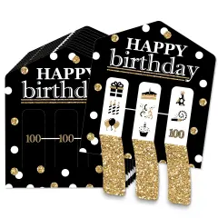 Big Dot of Happiness Adult 100th Birthday - Gold - Birthday Party Game Pickle Cards - Pull Tabs 3-in-a-Row - Set of 12
