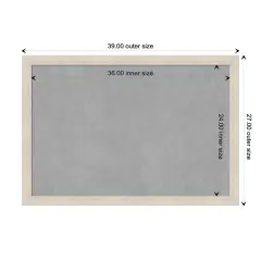 Hardwood Narrow Wood Framed Magnetic Board Hardwood Whitewash