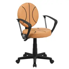 Emma and Oliver Sports Swivel Task Office Chair with Arms Black and Orange