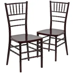 Emma and Oliver 2 Pack PREMIUM Resin Stacking Chiavari Chair Mahogany