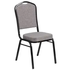Emma and Oliver Crown Back Stacking Banquet Dining Chair GrayFabric/Black