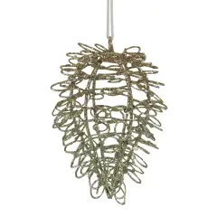 Midwest 4.75" Gold Glitter Drenched Twisted Acorn Christmas Ornament