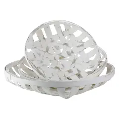 Raz Set of 3 White Circular Woven Baskets 24.5"