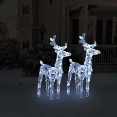 2 pcs Christmas Reindeers with 80 LEDs Acrylic Cold White