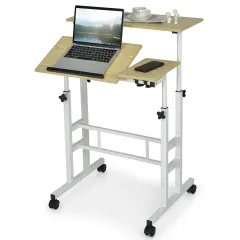 Costway Mobile Stand up Desk Adjustable Computer Desk Tilting Workstation