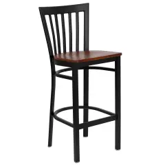 Emma and Oliver School House Back Metal Restaurant Dining Barstool Cherry/BlackMetal