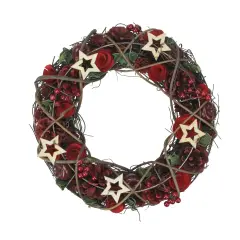 Northlight Apples and Berries with Stars Artificial Christmas Wreath,13-Inch, Unlit Red