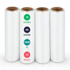 Costway 4/8/12/16 Rolls Stretch Film Heavy Duty Shrink Wrap 60 Gauge Clear Plastic Wrap Film