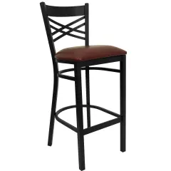 Emma and Oliver "X" Back Metal Restaurant Dining Barstool BurgVYL/BlackMetal