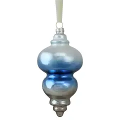 Northlight 6" Sky Blue and Silver Hanging Glass Christmas Finial Ornament
