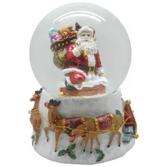 Northlight 6.75" Santa Going Down the Chimney Musical Christmas Snow Globe Red