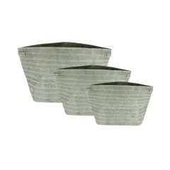 Kaemingk Set of 3 Urban Life Light Gray and White Zig-Zag Tote Storage Bags