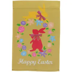 Northlight Hopping Bunnies "Happy Easter" Floral Outdoor Garden Flag 18" x 12.5" Yellow