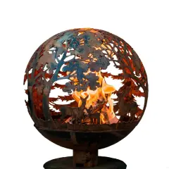 Esschert Design 28" Brown Rustic Finish Large Wildlife Outdoor Fire Sphere