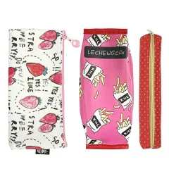Wrapables Trendy Food Pencil Case and Stationery Pouches (Set of 3) Red