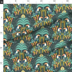 Various Fabrics by the Yard or Fat Quarter Rainforest Damask Dark Tropical Forest Exotic Birds Fruit Soft Orange Coral Salmon Bright Pastel Boho Yellow Mint Blue Large Scale Custom Printed Fabric by Spoonflower