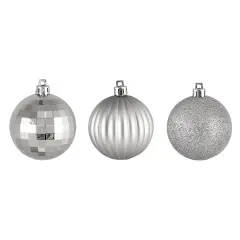 Northlight Shatterproof 3-Finish Christmas Ball Ornaments - 2.5" (60mm) - Silver - 100ct