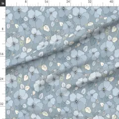 Various Fabrics by the Yard or Fat Quarter Botanical Floral Large Scale Nature Blue Grey Illustrative Custom Printed Fabric by Spoonflower