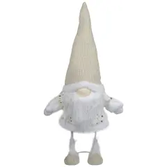 Northlight Gnome with Stars and Faux Fur Sweater Christmas Decoration - 17" - White and Cream Ivory