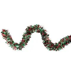 Northlight Wide Cut Tinsel Christmas Garland - 12' x 4" - Silver, Red and Green - Unlit