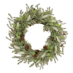 Northlight Frosted Pine and Pinecone Christmas Wreath, 30-Inch, Unlit Green