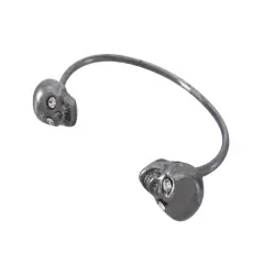 Gunmetal Finish 3D Skull Torc Bracelet Cuff