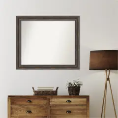 Rustic Pine Brown Non-Beveled Custom Framed Bathroom Vanity Wall Mirror
