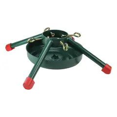 Jack Post 19" Green and Red Christmas Tree Stand for Real Trees