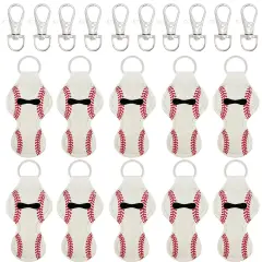 Wrapables 10 Pack Chapstick Holder Keychain with 10 Pieces Metal Clasps Baseball/Softball