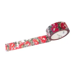 Wrapables Flowers and Greens Washi Masking Tape, 15mm x 7m Red Petunias