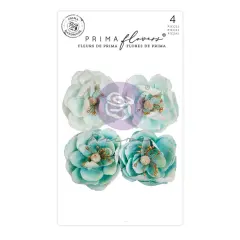 Prima Marketing Paper Flowers 4/Pkg-Postcards From Paradise - Soft Breeze