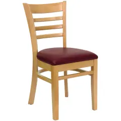 Emma and Oliver Ladder Back Wooden Restaurant Dining Chair BurgundyVYL/Natural