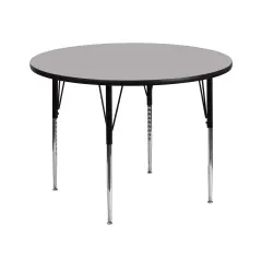 Emma and Oliver 42" Round Laminate Adjustable Activity Table Gray